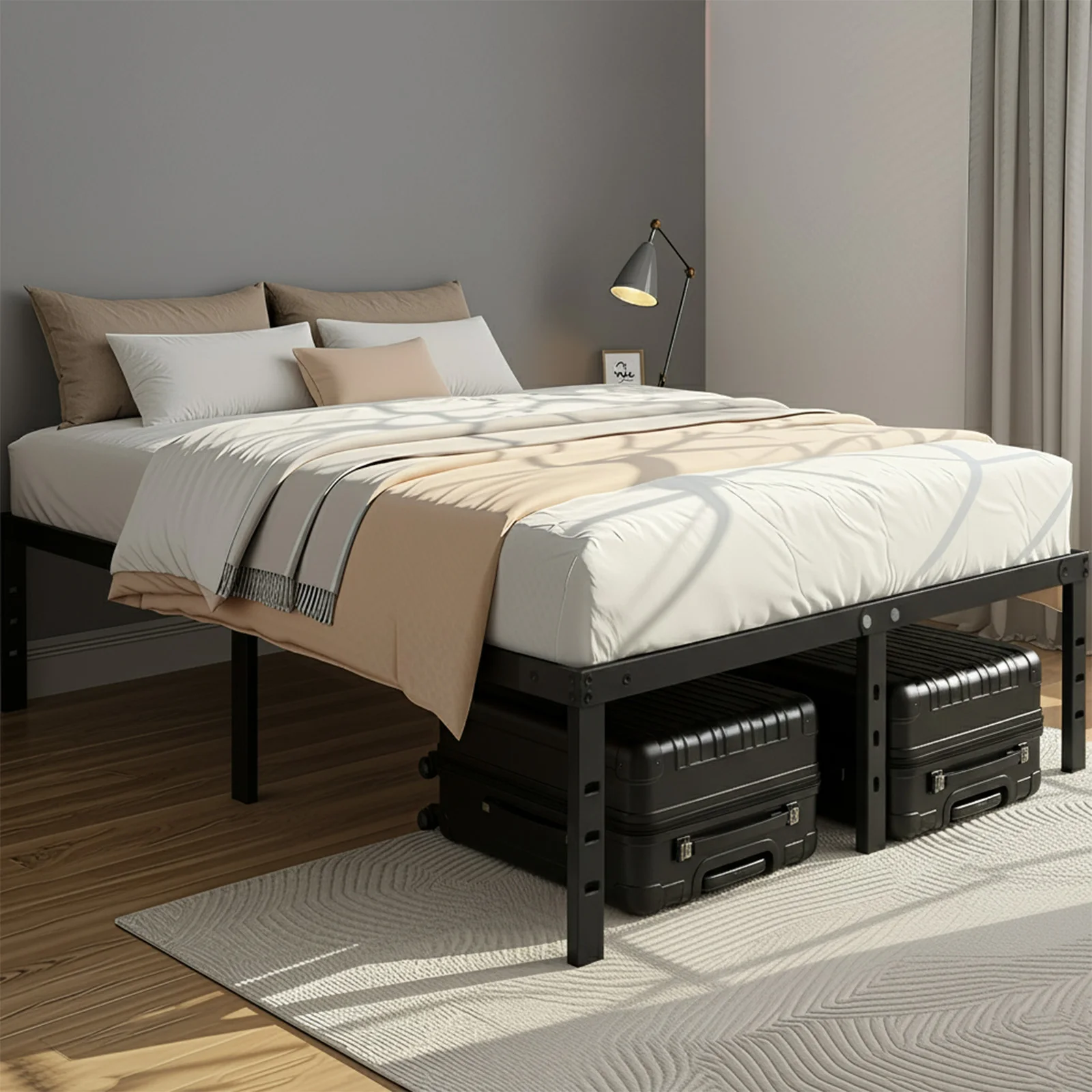 Strong Double Bed 4ft Metal Bed Frame Bedroom Furniture Bed Base
