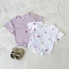 Summer Baby Romper Newborn Floral Print Round Neck Short Sleeved Jumpsuit Cotton Infant Bodysuit Girls Child Clothing 0-18M