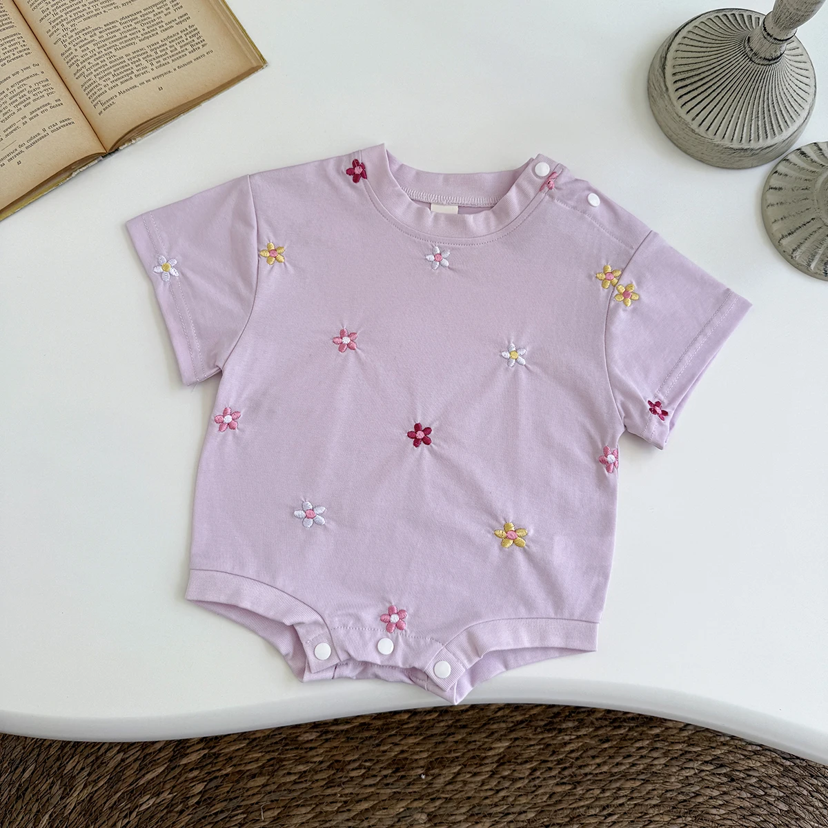 Summer Baby Romper Newborn Floral Print Round Neck Short Sleeved Jumpsuit Cotton Infant Bodysuit Girls Child Clothing 0-18M - Image 3