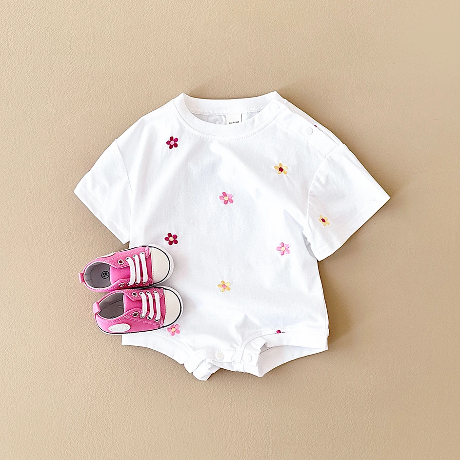 Summer Baby Romper Newborn Floral Print Round Neck Short Sleeved Jumpsuit Cotton Infant Bodysuit Girls Child Clothing 0-18M - Image 4