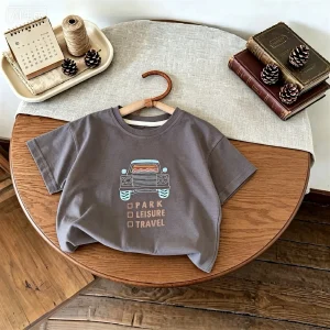 Summer Clothes Children's T-shirts Printed Car Baby Boys Short Sleeve Tees Tops 1-7 Age Kids Costume Simple Casual T Shirt