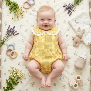Summer Cotton Sleeveless Princess Baby Girls Bodysuits Cute Plaid Clothing