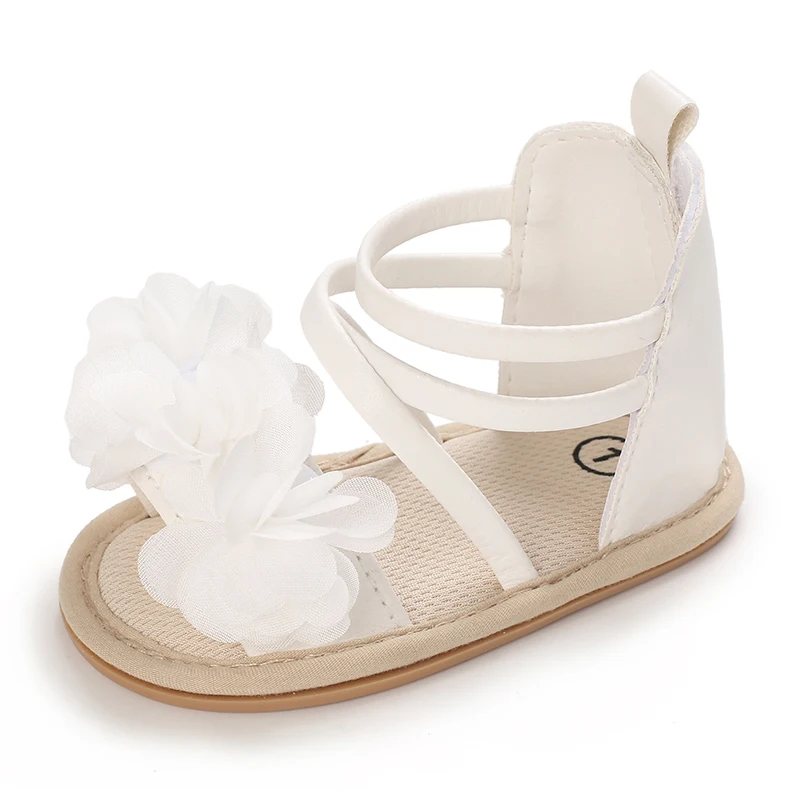 Summer Infant Baby Girl Fashion Shoes Toddler Flats Sandals Soft Rubber Sole Anti-Slip Flower Lace Crib First Walker 0-18M - Image 5