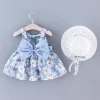 Summer New Sweet Bow Baby Girl Dress With Small Floral Children'S Clothing And Hat (9 Months -3 Years Old)