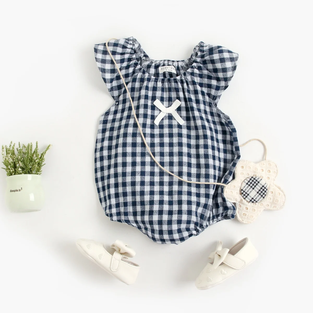 Summer Newborn Infants Girls Clothing Plaid Baby Girl Bodysuit Baby Clothes Princess - Image 4