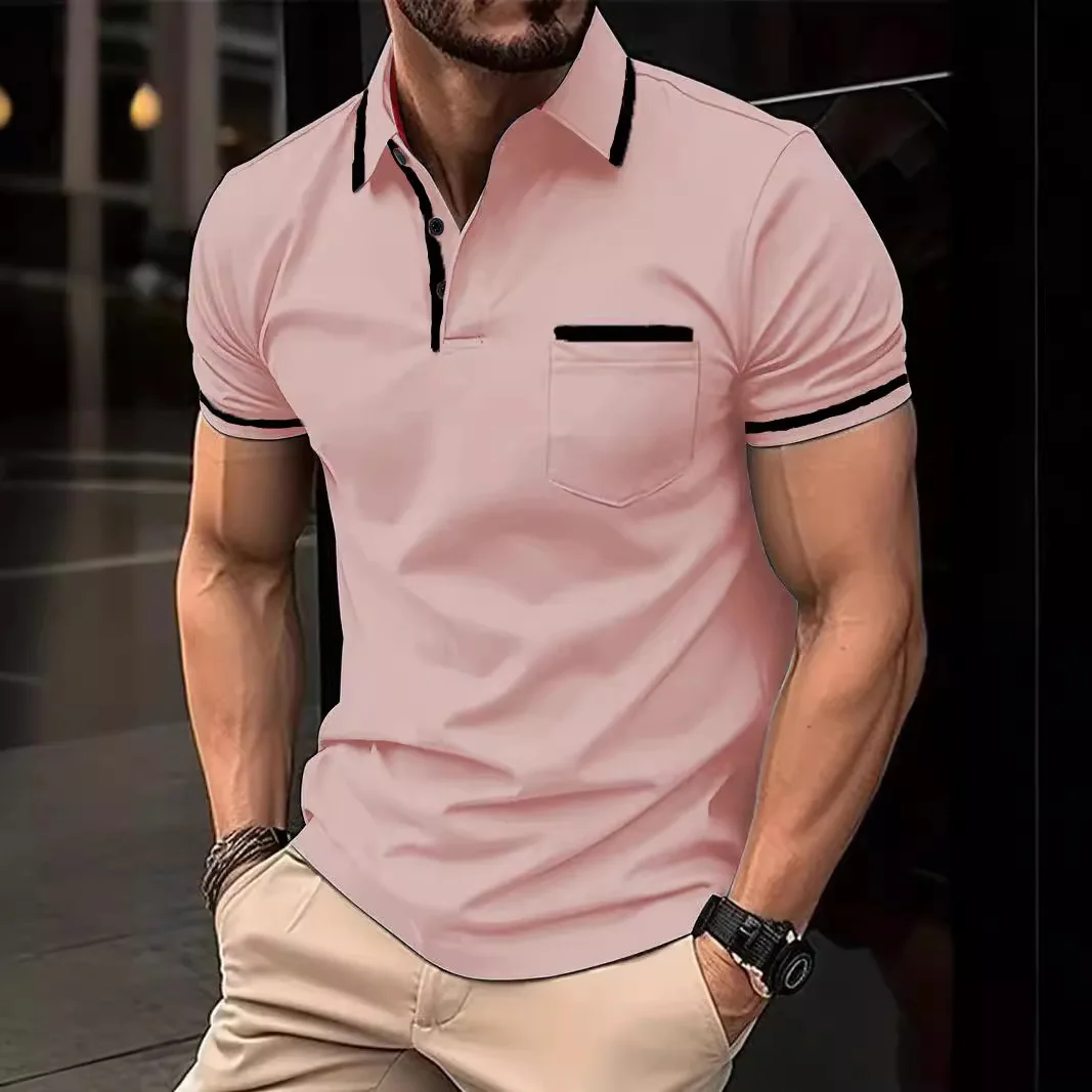Summer Polo Shirt Button-down Pocket Men's Sports Polo Shirt - Image 2