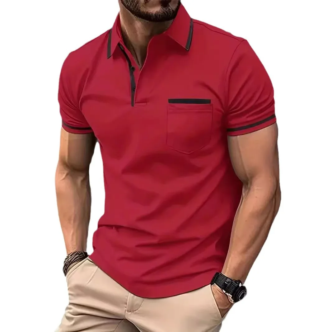 Summer Polo Shirt Button-down Pocket Men's Sports Polo Shirt - Image 4