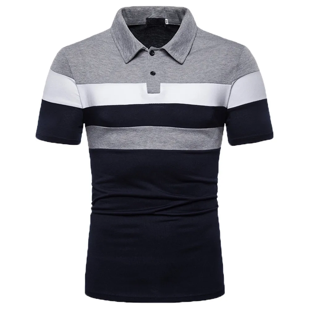 Summer Short Sleeve T-Shirt Men's Trend Fashion Color Matching T-Shirt Men's Lapel POLO - Image 4