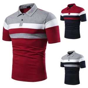 Summer Short Sleeve T-Shirt Men's Trend Fashion Color Matching T-Shirt Men's Lapel POLO