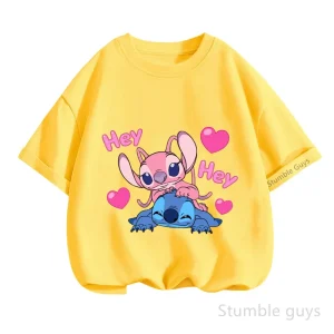 Summer Streetwear Kids Stitcher T-shirt Boys Clothes Girls Cartoon Short Sleeve Anime Casual Fashion Stichies Tops