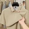 Summer new high-end men's business casual short sleeved lapel POLO fashionable versatile trendy solid color top