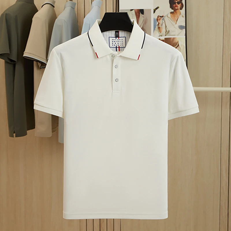 Summer new high-end men's business casual short sleeved lapel POLO fashionable versatile trendy solid color top - Image 6