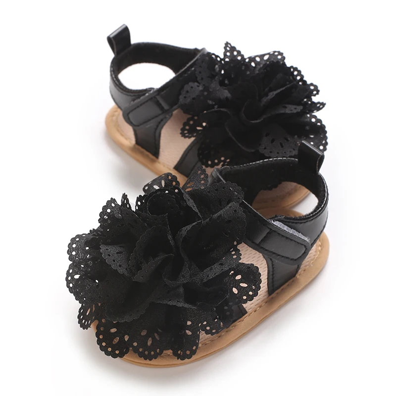Sweet 0-18M Newborn Girl Sandals Comfortable Summer Outdoor Leisure Beach Lace Flower Anti slip Soft Rubber Bottom - Image 6