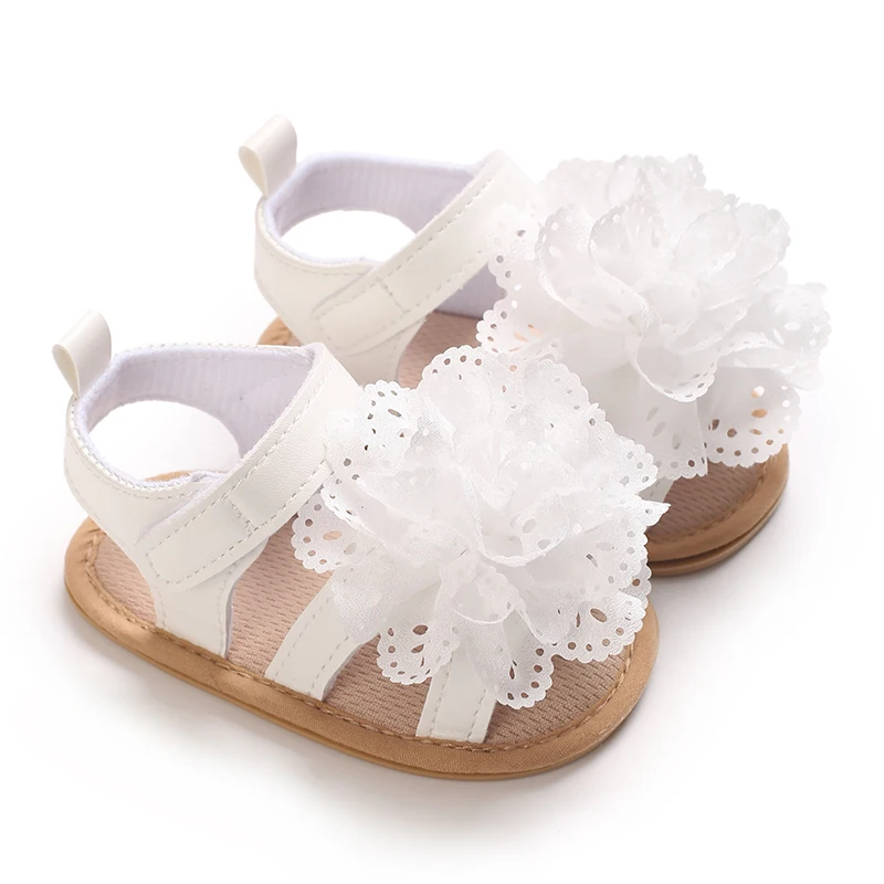 Sweet 0-18M Newborn Girl Sandals Comfortable Summer Outdoor Leisure Beach Lace Flower Anti slip Soft Rubber Bottom - Image 4