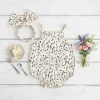 Sweet Baby Girls Bodysuits Summer Infants Flower Onesies Sleeveless with Headband