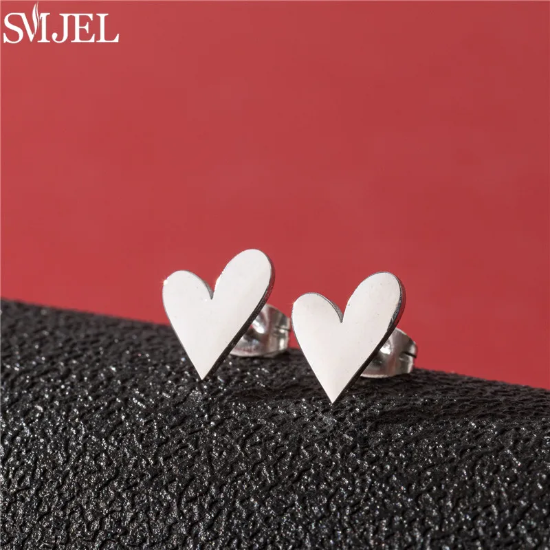 Sweet Cute Heart Stud Earrings for Women Korea Gold Color Love Heart Earings Minimalist Ear Piercing Jewelry Wedding Gifts - Image 2