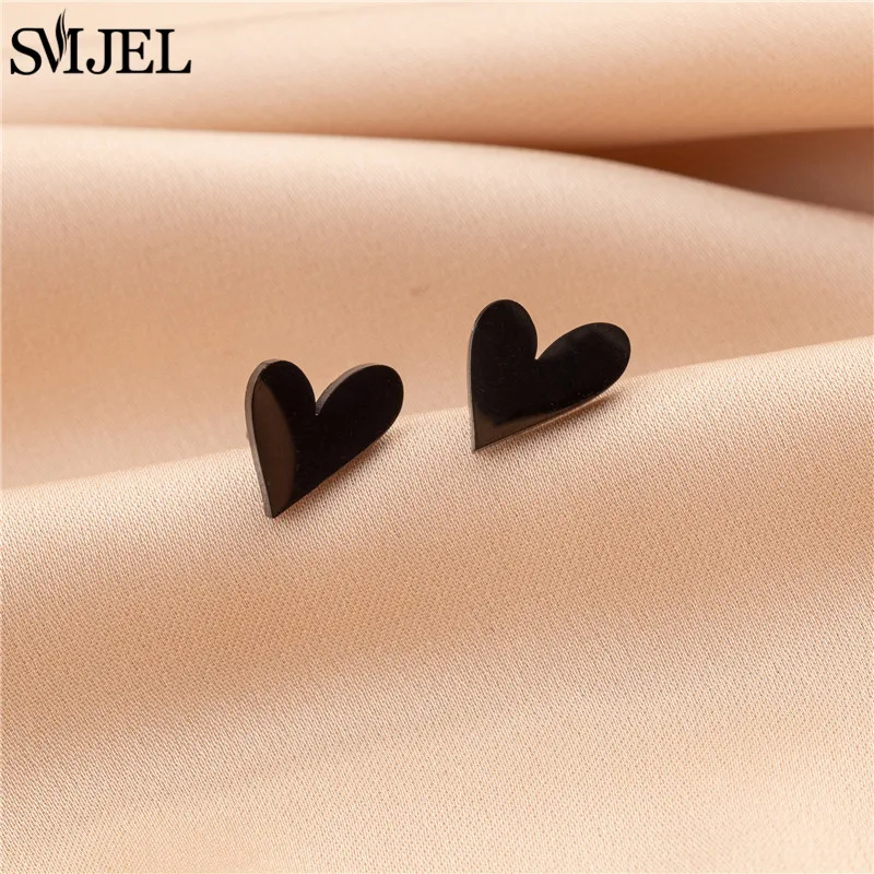 Sweet Cute Heart Stud Earrings for Women Korea Gold Color Love Heart Earings Minimalist Ear Piercing Jewelry Wedding Gifts - Image 6
