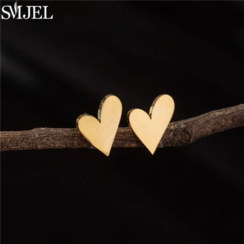 Sweet Cute Heart Stud Earrings for Women Korea Gold Color Love Heart Earings Minimalist Ear Piercing Jewelry Wedding Gifts - Image 4