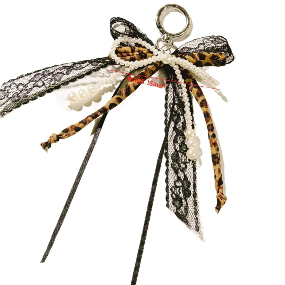 Sweet Lace Bow Beaded Keychain Y2K Phone Charm Pendant Bag Hanging Pendant Fashion Bags Keychain Accessories Cute Gift For Women - Image 6
