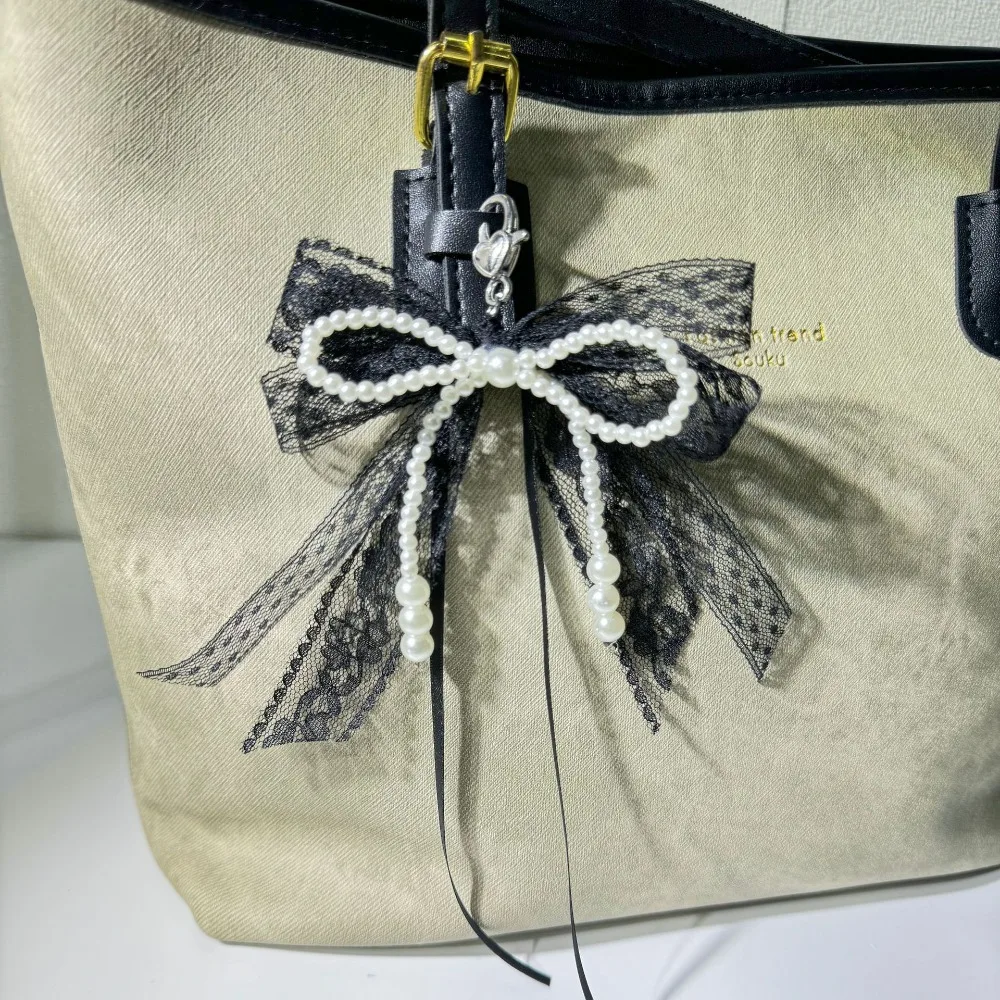 Sweet Lace Bow Beaded Keychain Y2K Phone Charm Pendant Bag Hanging Pendant Fashion Bags Keychain Accessories Cute Gift For Women - Image 5