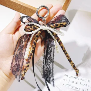 Sweet Lace Bow Beaded Keychain Y2K Phone Charm Pendant Bag Hanging Pendant Fashion Bags Keychain Accessories Cute Gift For Women