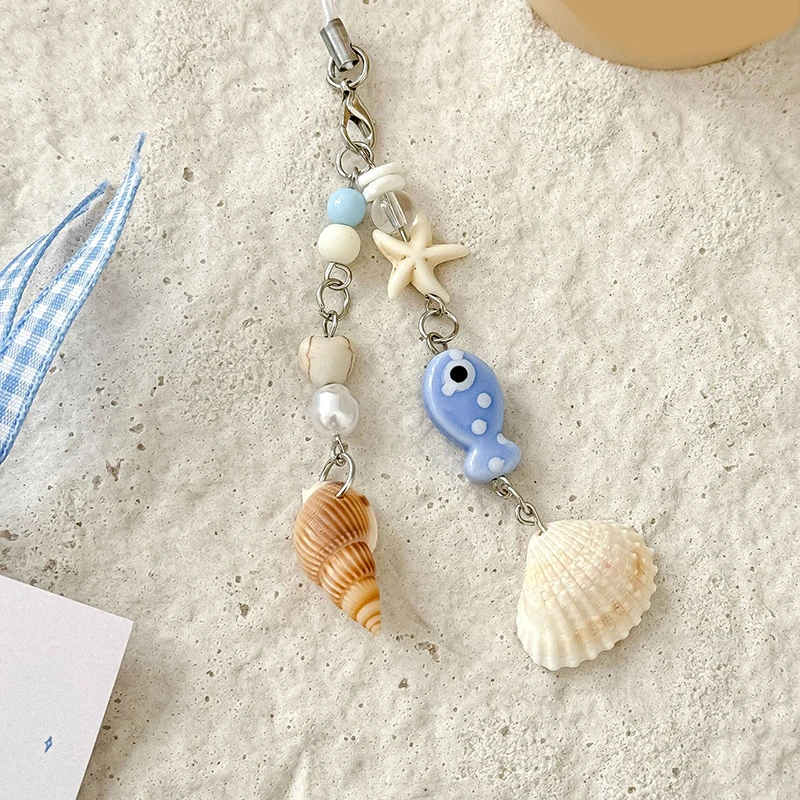 Sweet Y2K Fish Phone Chain Phone Case Phone Charm Pendant Mobile Lanyard Cute Beaded Cell Phone Strap Bag Keychain - Image 2