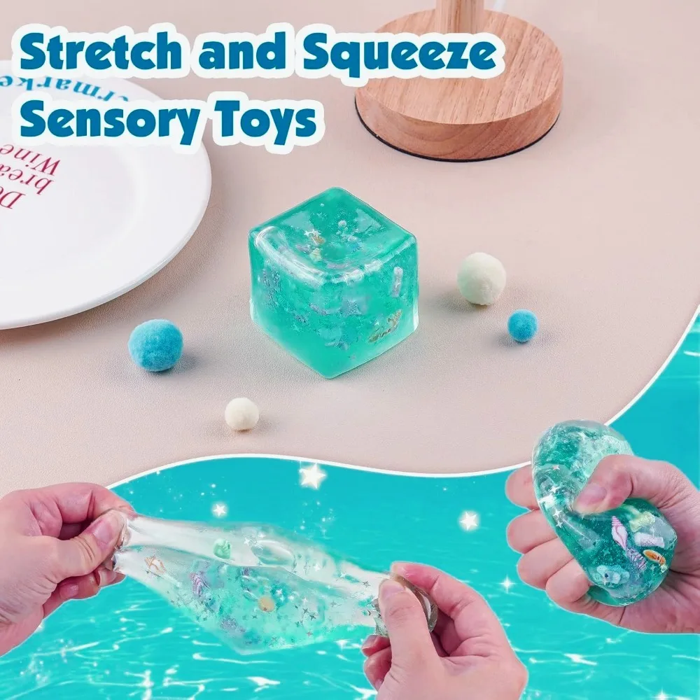 Taba Squishy Stress Balls Cube - Ocean Sensory Fidget Toy Slow Rise Squishy Toys for Kids and Adults Squeeze Relax Gift - Image 4