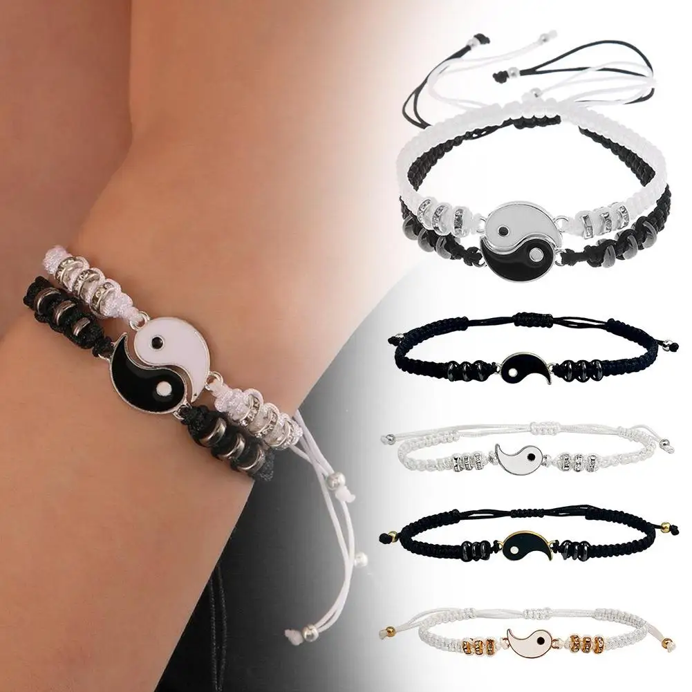 Tai Chi Yin Yang Couple Bracelet for Lover Handmade Woven Baided Rope Adjustable Bracelets Bff Friendship Bangles Jewelry Gift - Image 2