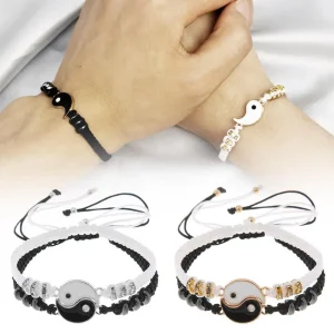 Tai Chi Yin Yang Couple Bracelet for Lover Handmade Woven Baided Rope Adjustable Bracelets Bff Friendship Bangles Jewelry Gift