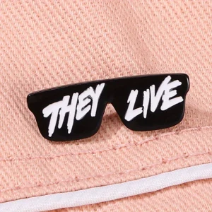 "They Live" Interesting Black Glasses Brooch Sunglasses Clothing Hats Bags Decorative Badges