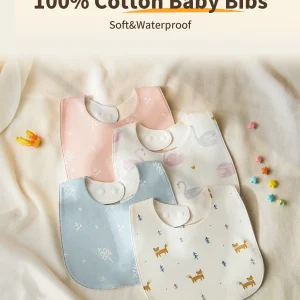 Three layer Cotton Baby Bibs Muslin Cotton Stuff Newborn printing Snap Button Soft Saliva Towel Burp Cloth Feeding Drool Bibs