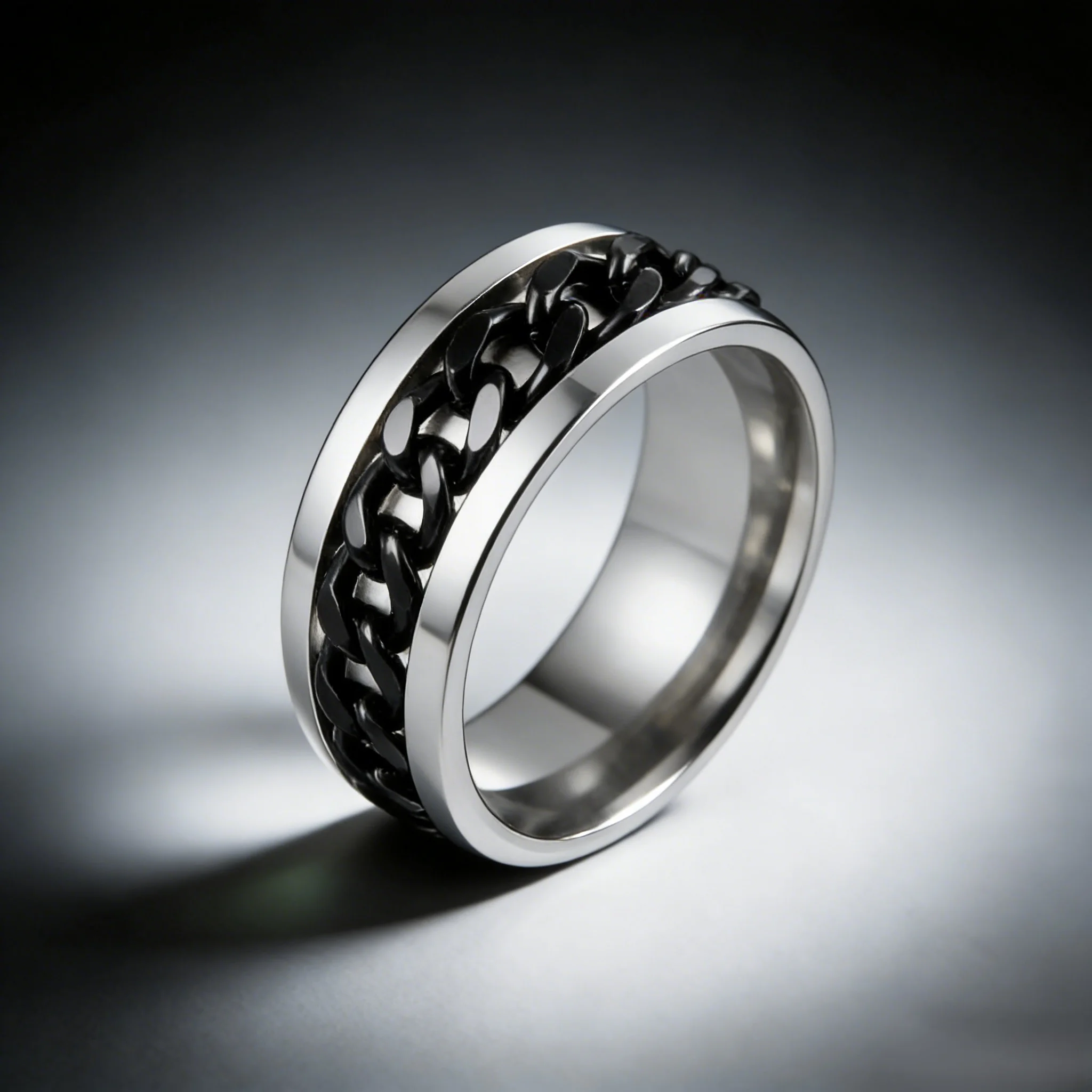 Titanium Steel Rotatable Chain Rings for Women Men Spinner Ring Decompression Multifunctional Chain Ring Bottle Opener Ring Gift - Image 3