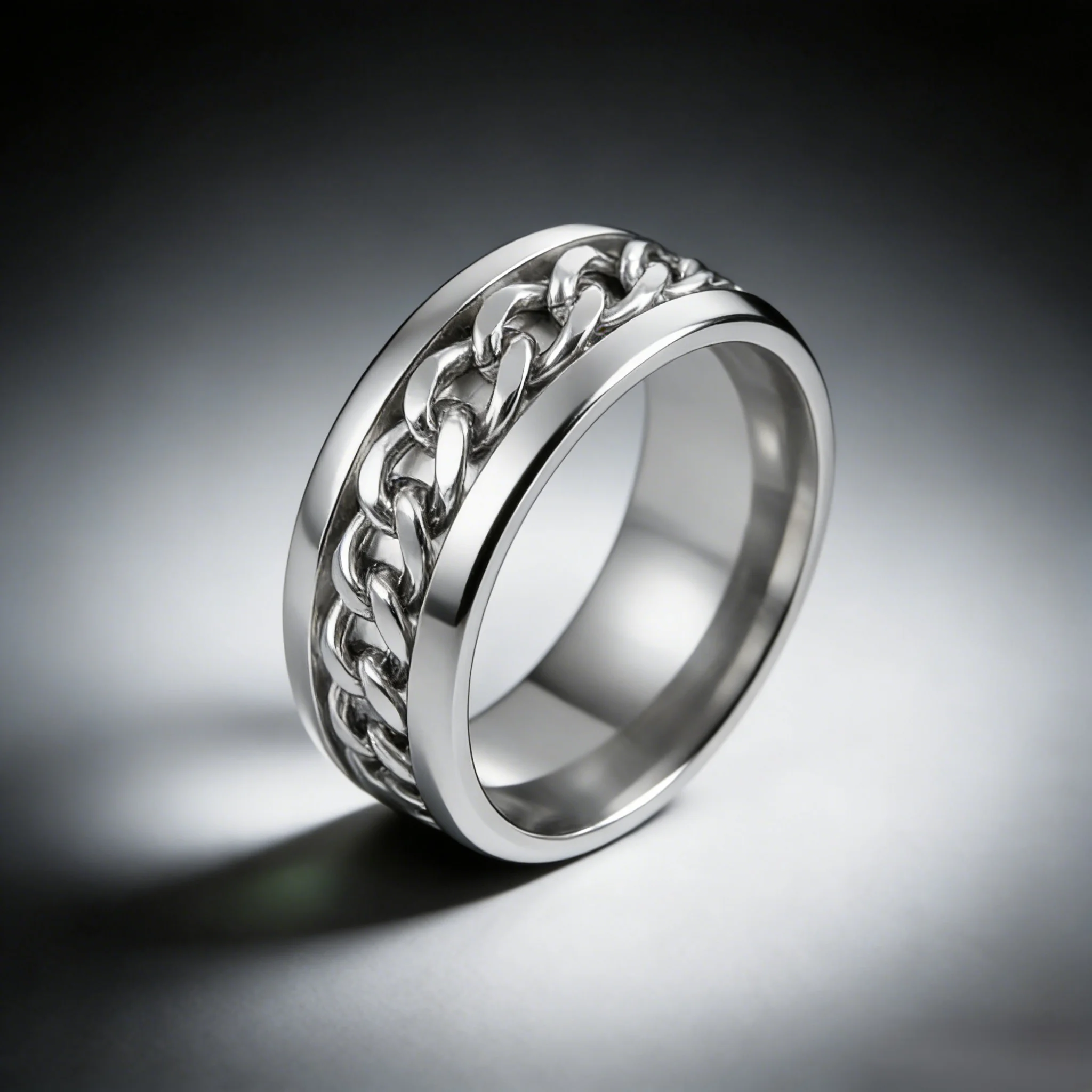 Titanium Steel Rotatable Chain Rings for Women Men Spinner Ring Decompression Multifunctional Chain Ring Bottle Opener Ring Gift - Image 5