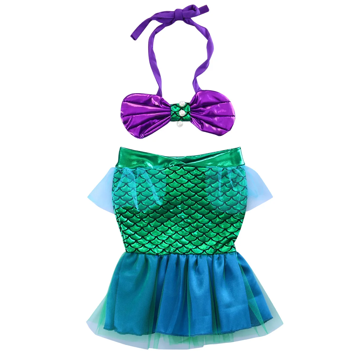 Toddler Newborn Baby Girls Costume Swimsuit 2Pcs Shell Tops Lace Tail Outfits Beachwear Bathing Swimwear Summer - Image 5