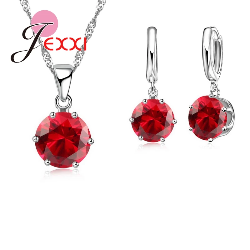 Top CZ Jewelry Sets Silver Necklace Earrings Cubic Zirconia Crystal Round Drop El Collar Lady Best Gift - Image 3