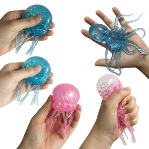 Toy Gift New octopus Fuzz Ball Jellyfish Squishy octopus stress ball Soft Stress Relief Toy Cute Relaxing Squeeze Sensory Toy