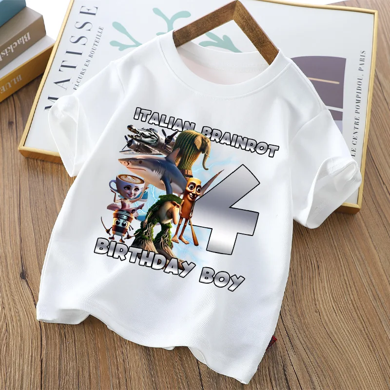 Tralalero Tralala Digit 1-9 T-shirt Boys Tungtung Sahur Brainrot Tees Child Summer Short Sleeve Birthday Tops Kids Clothes Gift - Image 3