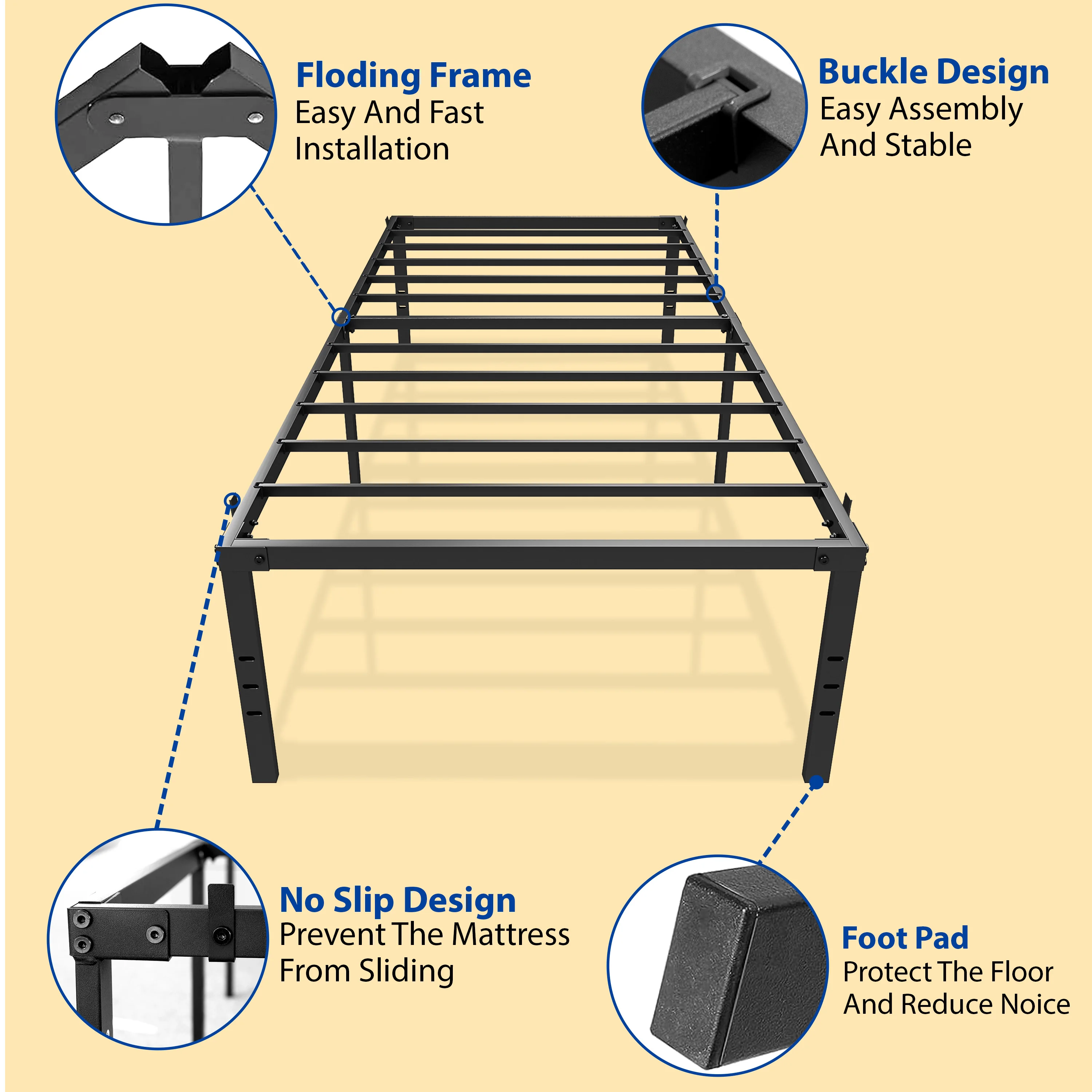 Twin Metal Beds Frame Modern Stylish Comfy Bedroom Furniture - Image 3