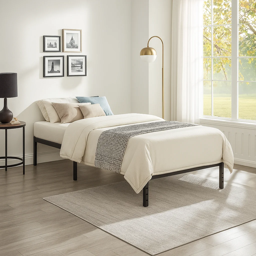 Twin Metal Beds Frame Modern Stylish Comfy Bedroom Furniture