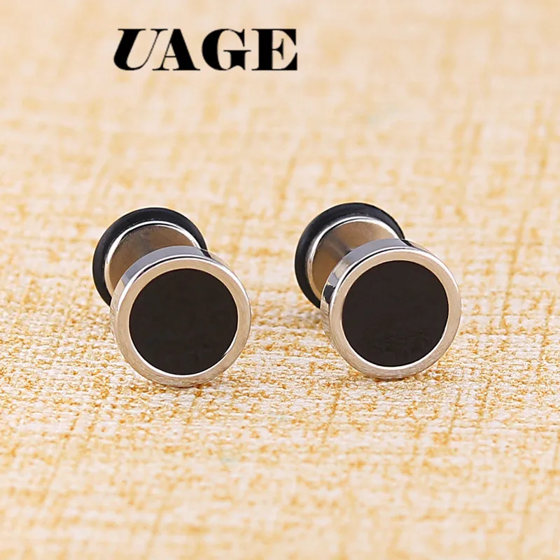 UAGE 2Pcs New Earings Fashion Jewelry Women's Ear Stud Barbell Piercing Punk Men Earrings Black - Image 2