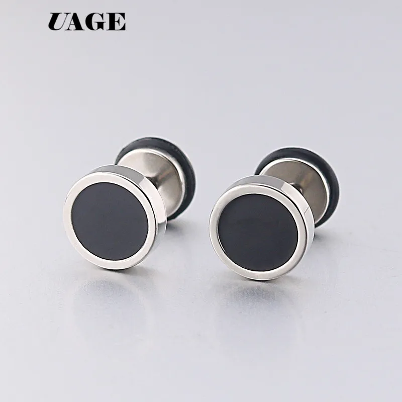 UAGE 2Pcs New Earings Fashion Jewelry Women's Ear Stud Barbell Piercing Punk Men Earrings Black - Image 3