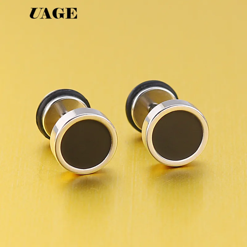 UAGE 2Pcs New Earings Fashion Jewelry Women's Ear Stud Barbell Piercing Punk Men Earrings Black - Image 4