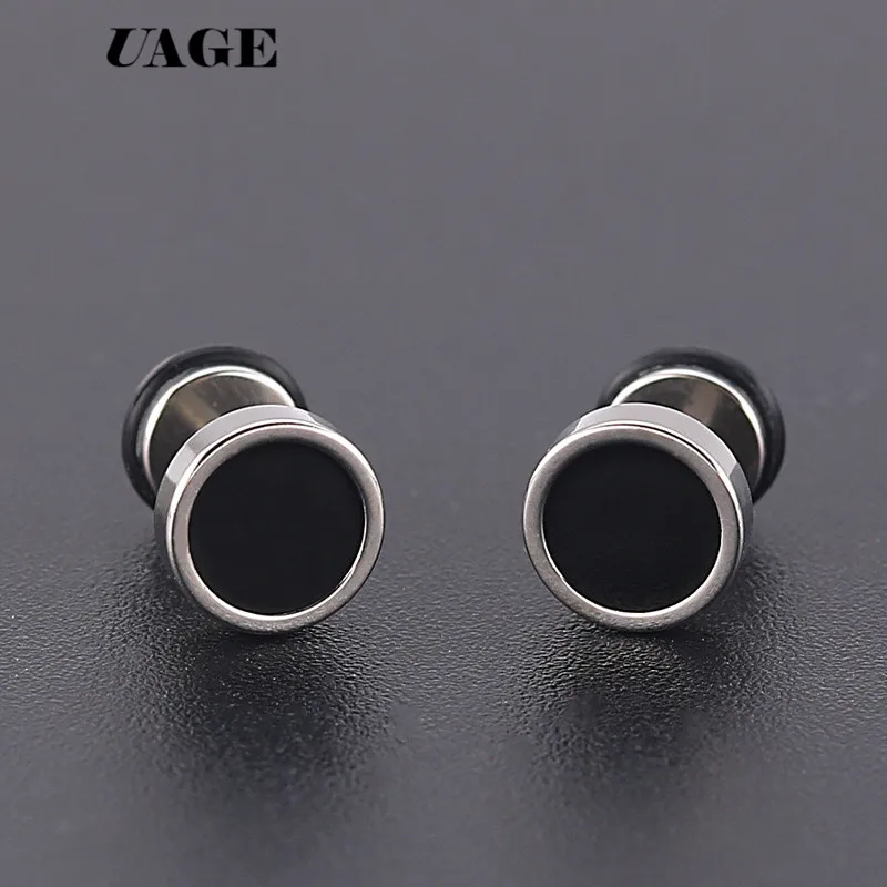 UAGE 2Pcs New Earings Fashion Jewelry Women's Ear Stud Barbell Piercing Punk Men Earrings Black - Image 5