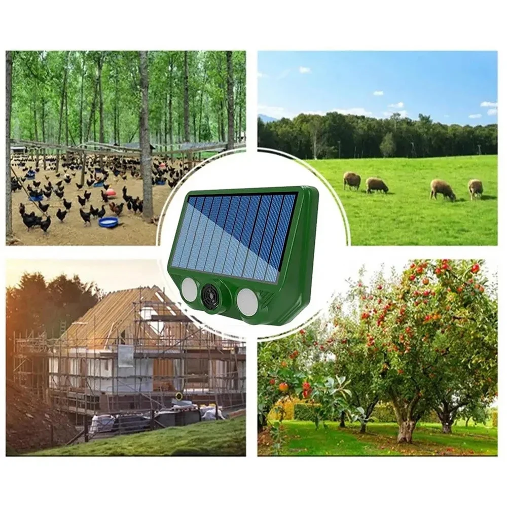 Ultrasonic Cat Dog Repellant with Red White Flash Light Waterproof Solar Powered Animal Deterrent for Orchard/Greenhouse/Garden - Image 6