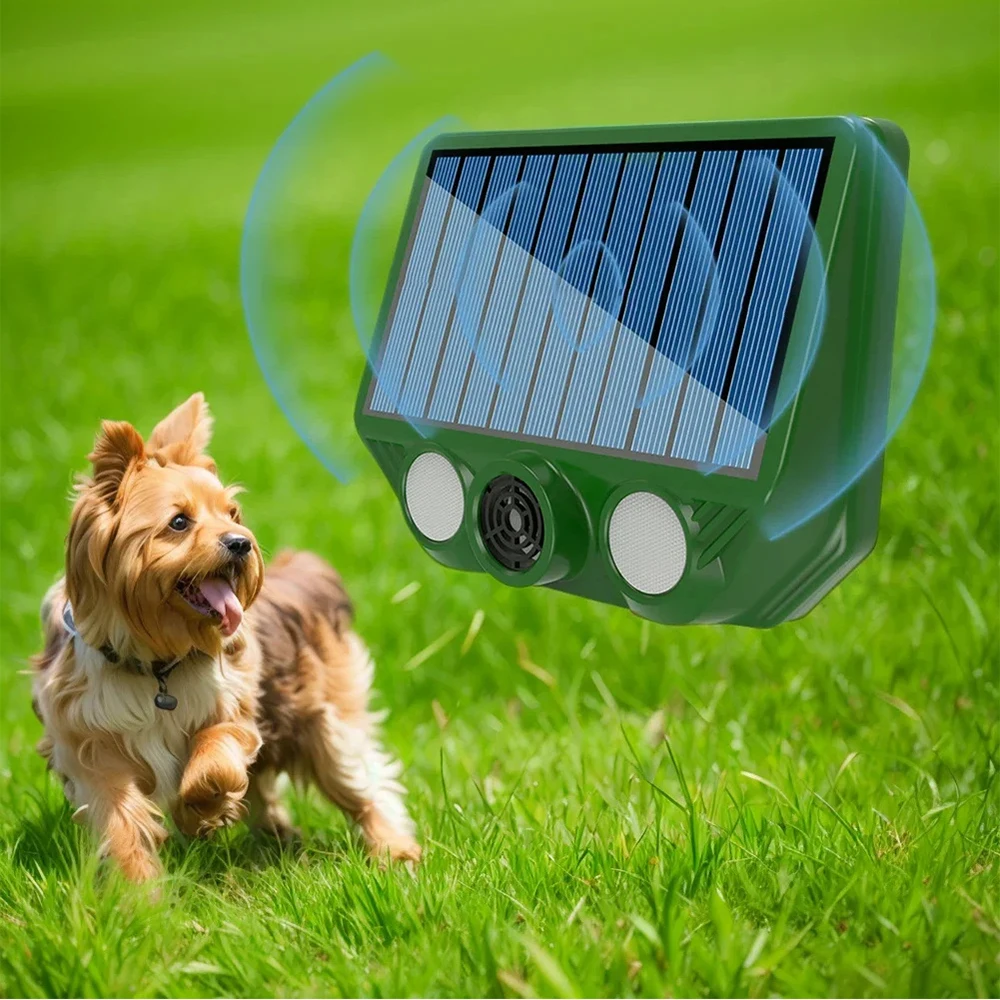 Ultrasonic Cat Dog Repellant with Red White Flash Light Waterproof Solar Powered Animal Deterrent for Orchard/Greenhouse/Garden - Image 4
