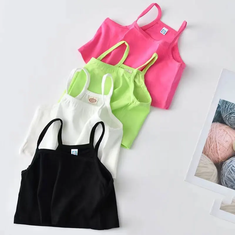 V-TREE Girls Bra camisole girl cotton vest child world of tank girls underwear candy color girls tank tops kids clothing models - Image 2