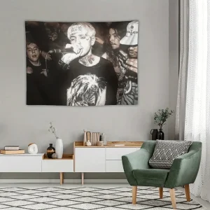 VIKAMA 1PC Lil Peep Rapper Tapestry, Aesthetic Wall Hanging Art Print, Home Decor for Bedroom Living Room Dorm Background Cloth