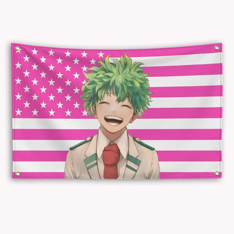 VIKAMA Anime Personalized Tapestry Pink American Flag Wall Hanging, Youth Bedroom Living Room Dormitory Home Decoration - Image 3