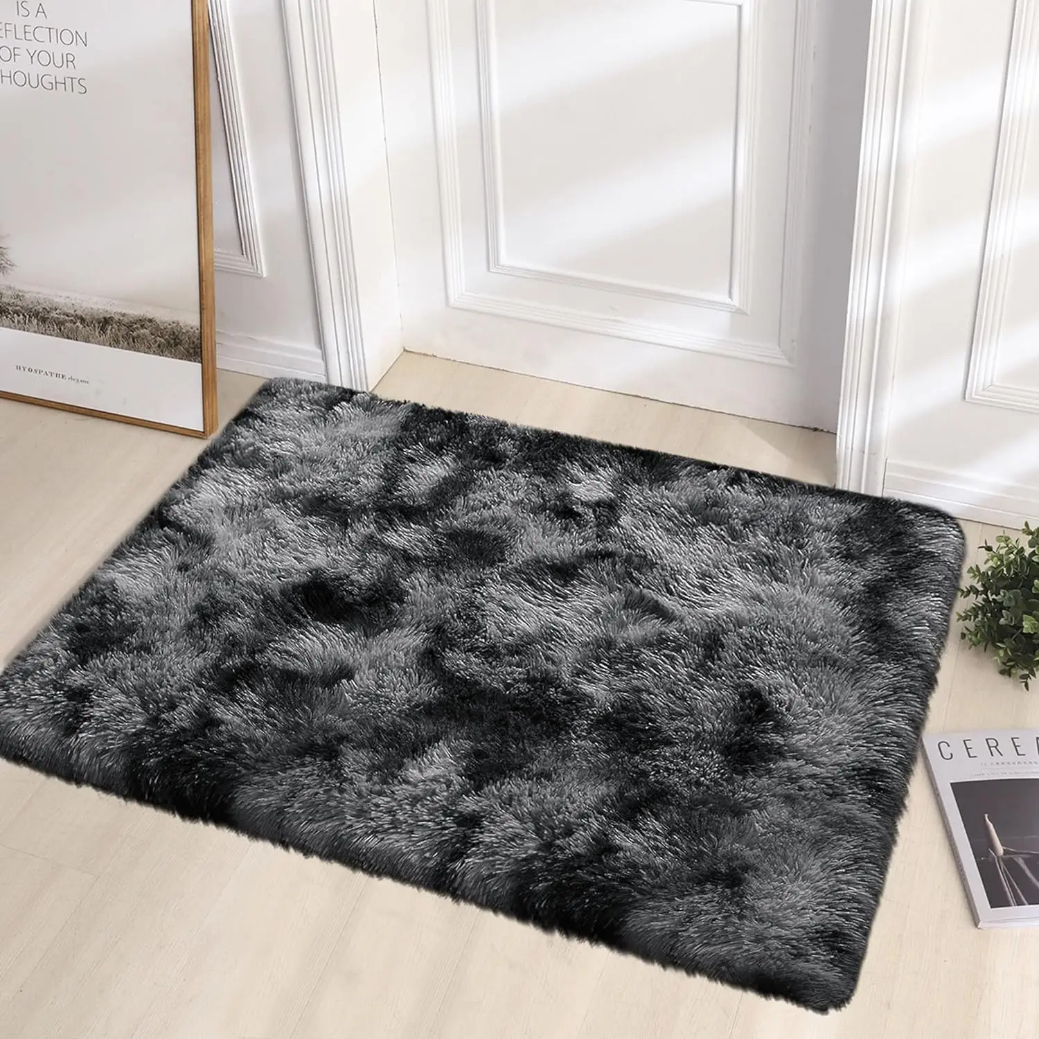 VIKAMA Silk Wool Rugs Children's Room Living Room Bedroom Tie-Dye Non-Slip Washable Machine Washable Carpet Mats - Image 2