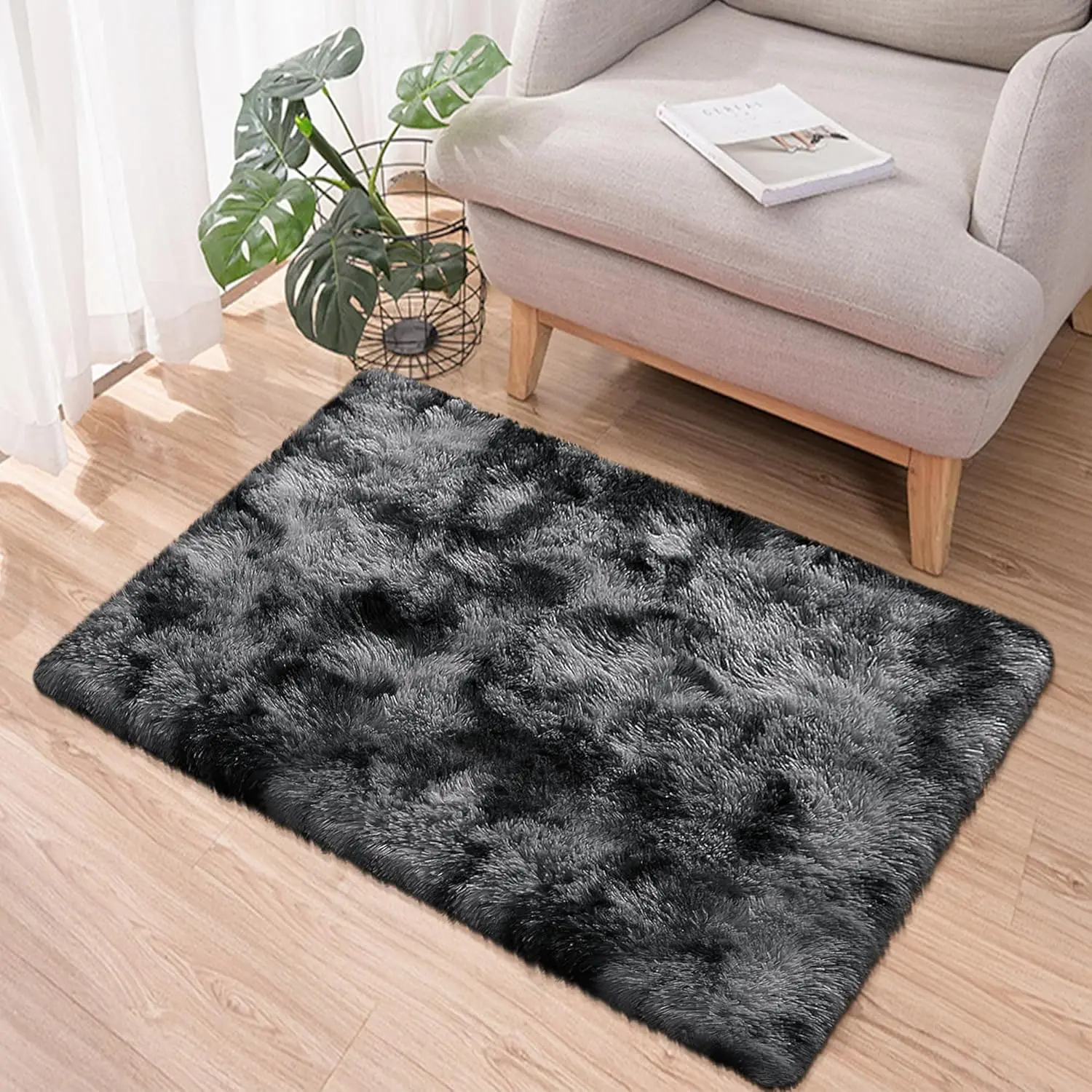 VIKAMA Silk Wool Rugs Children's Room Living Room Bedroom Tie-Dye Non-Slip Washable Machine Washable Carpet Mats - Image 6